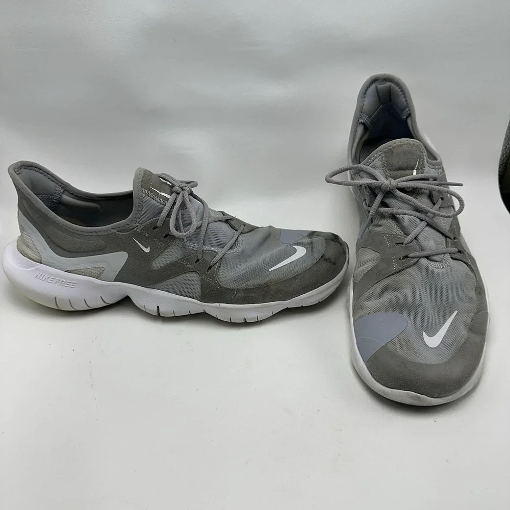 Nike Free RN 5.0 Mens Size 12 Gray White Athletic Running Walking Shoes Sneakers